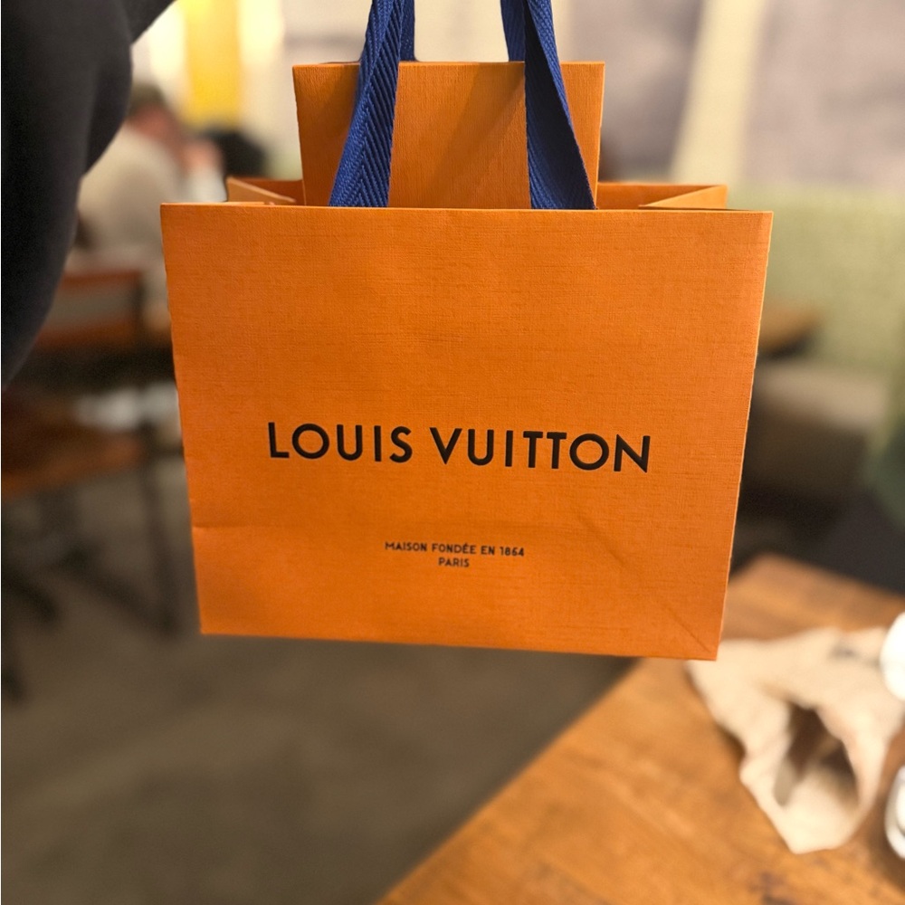 Louis Vuitton Orange Gift Bag with Blue Handles
